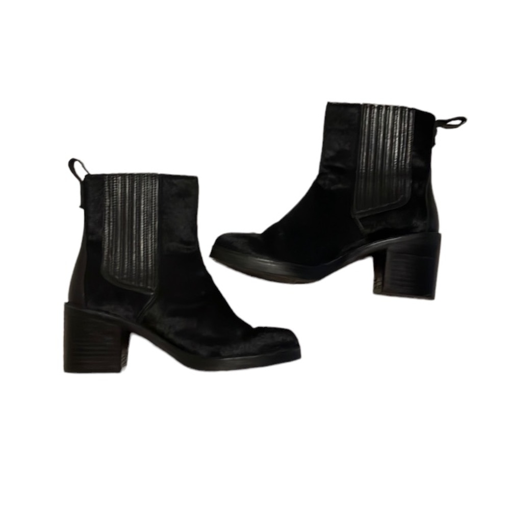 UGG Women's Camden Exotic Genuine Calf Hair Block Black Heel Boot